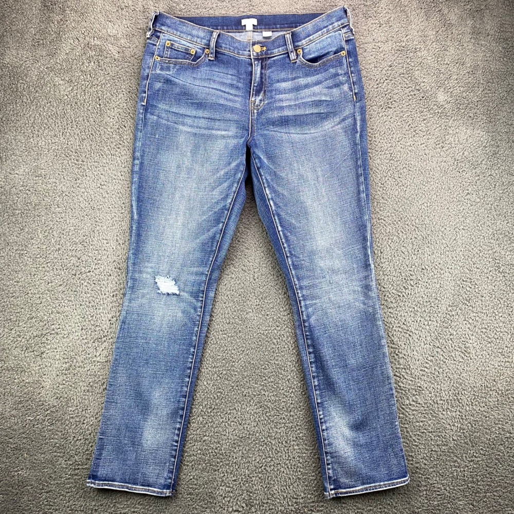 J.Crew Womens Stretch Jeans Size‎ 29 Distressed Denim Blue Mid Rise